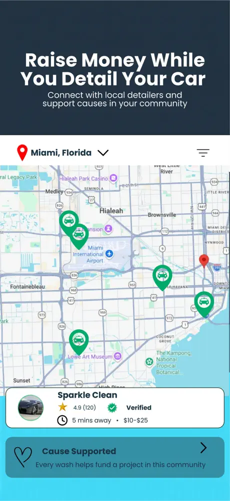 TashWash app — raise money while you detail your car